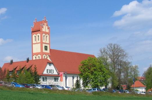 Oblatenkloster Schemmerhofen mit Kirchturm vom Aufhofer Käppele